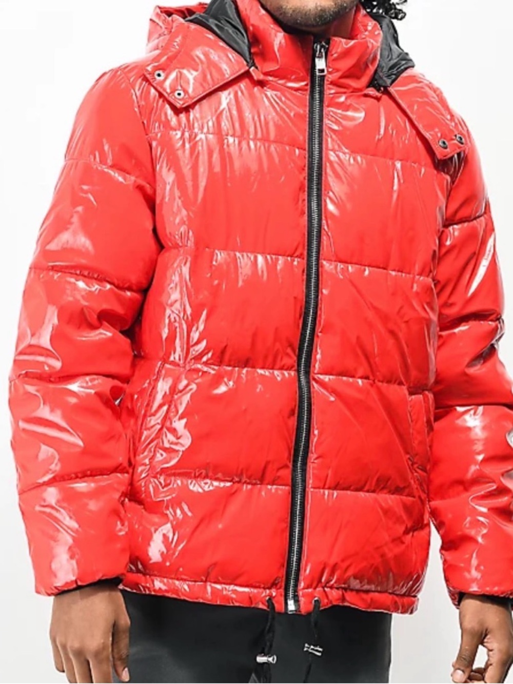 American Stitch Shiny Red Quilted Jacket, Medium